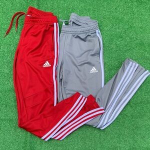 adidas Red & Gray 3-Stripe Men's Joggers